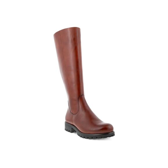NWT ECCO Womens Cognac Brown Back Zip For Calf Width Leather Boots Shoes 5-5.5